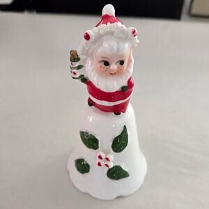 Vintage 60s Treasure Masters Taiwan Bone China Santa Bell Christmas 4"